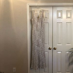 Elegant Cream and Gold Formal Dress